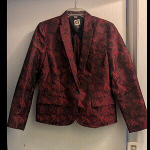 Anne Klein One Button Notch Jacket Red/Black